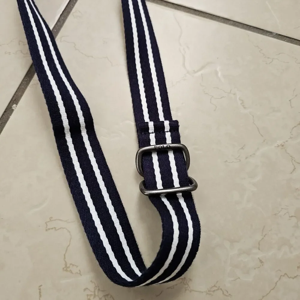 Polo Ralph Lauren Toddler Belt - Navy & White Strip - size 2 / 2T D-ring Preppy